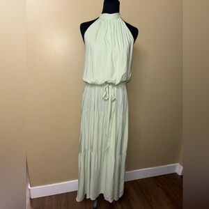 Nine Eight Light Mint Halter Maxi Dress with Tie Waist